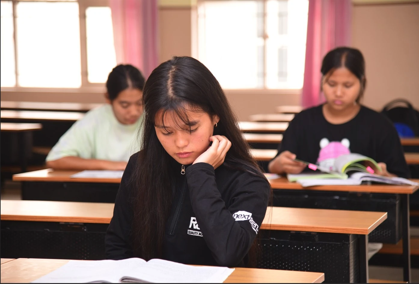 Students studying in the library